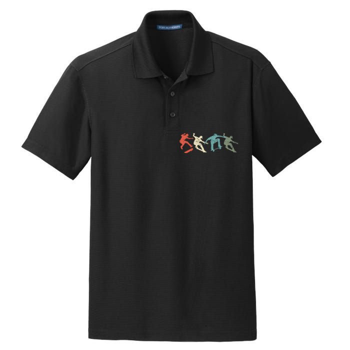 Skateboard Skateboarding Retro Gift For Skateboarders Dry Zone Grid Polo