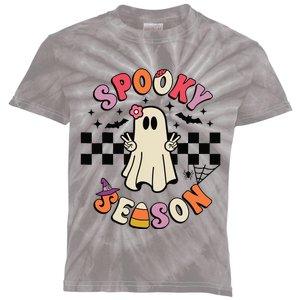 Spooky Season Retro Happy Halloween Ghost Girl Kids Tie-Dye T-Shirt