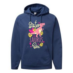 Sister Saurus Rex Dinosaur Performance Fleece Hoodie