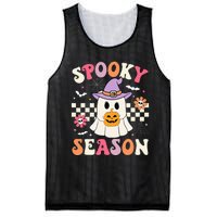 Spooky Season Retro Ghost Holding Pumpkin Halloween Mesh Reversible Basketball Jersey Tank