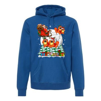 Santa Sleigh Reindeer Pekingeses Xmas Dogs Owner Lover Gift Premium Hoodie