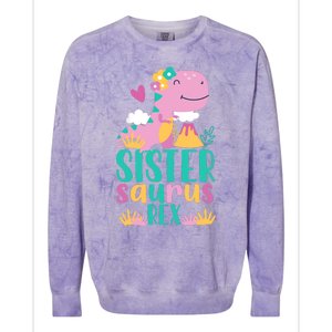 Sister Saurus Rex Dinosaur Dino Design Colorblast Crewneck Sweatshirt