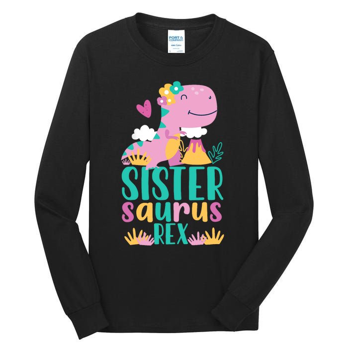 Sister Saurus Rex Dinosaur Dino Design Tall Long Sleeve T-Shirt