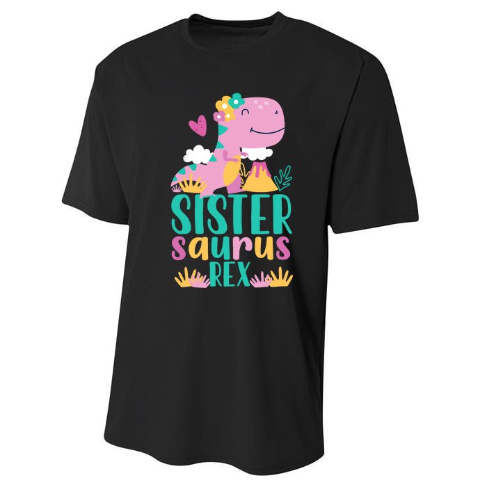 Sister Saurus Rex Dinosaur Dino Design Performance Sprint T-Shirt