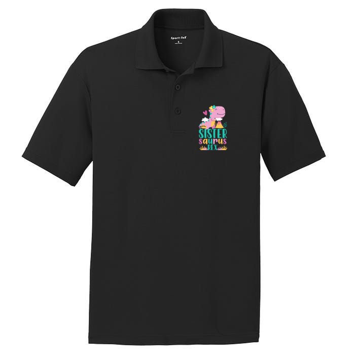 Sister Saurus Rex Dinosaur Dino Design PosiCharge RacerMesh Polo