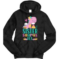 Sister Saurus Rex Dinosaur Dino Design Tie Dye Hoodie