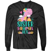 Sister Saurus Rex Dinosaur Dino Design Tie-Dye Long Sleeve Shirt