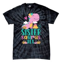 Sister Saurus Rex Dinosaur Dino Design Tie-Dye T-Shirt