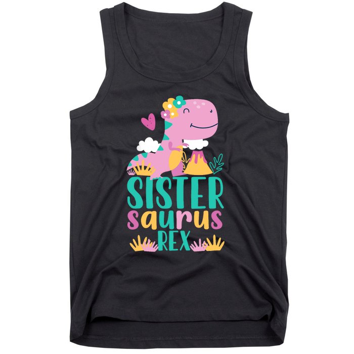 Sister Saurus Rex Dinosaur Dino Design Tank Top