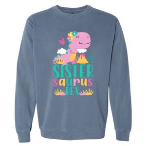 Sister Saurus Rex Dinosaur Dino Design Garment-Dyed Sweatshirt