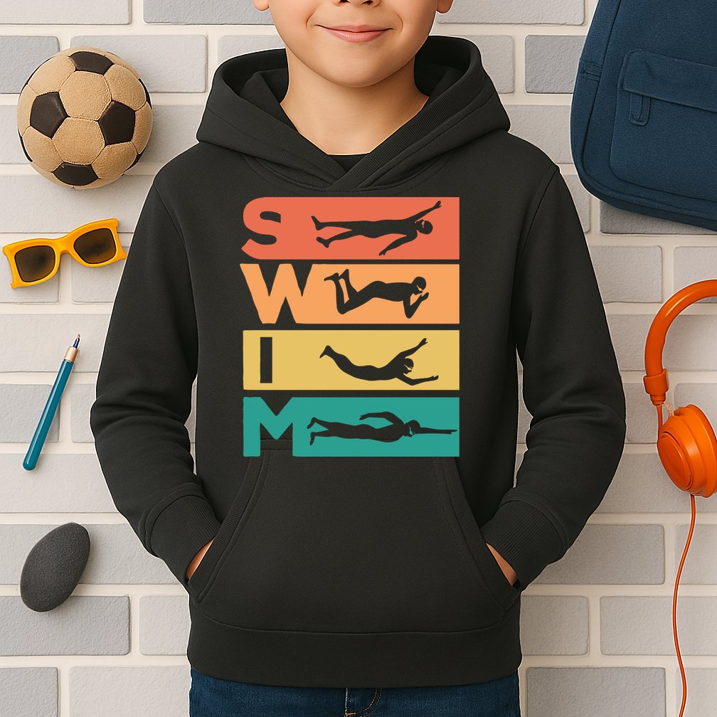 Swim Swimmers Retrol Kids Hoodie