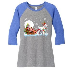 Santa Sleigh Reindeer Group Cute Goats Farmer Rancher Family Gift Women's Tri-Blend 3/4-Sleeve Raglan Shirt