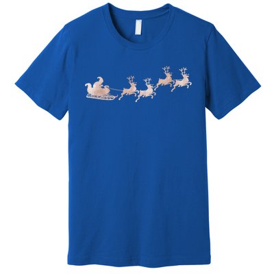 Santa Sleigh Rose Vintage Reindeer Xmas Xmas Winter Gift Premium T-Shirt