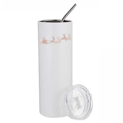 Santa Sleigh Rose Vintage Reindeer Xmas Xmas Winter Gift Stainless Steel Tumbler