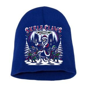 Skeleton Santa Riding T Rex Dinosaur Funny Christmas Gift Short Acrylic Beanie