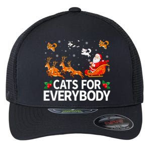 Santa Sleigh Reindeer Cats For Everybody Christmas Cool Gift Flexfit Unipanel Trucker Cap