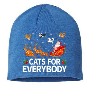 Santa Sleigh Reindeer Cats For Everybody Christmas Cool Gift Sustainable Beanie