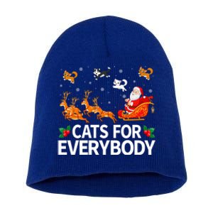 Santa Sleigh Reindeer Cats For Everybody Christmas Cool Gift Short Acrylic Beanie