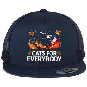 Santa Sleigh Reindeer Cats For Everybody Christmas Cool Gift Flat Bill Trucker Hat