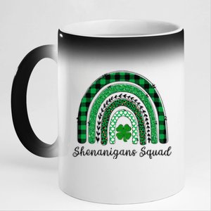 Shenanigans Squad Rainbow Leopard St Patricks Green 11oz Black Color Changing Mug