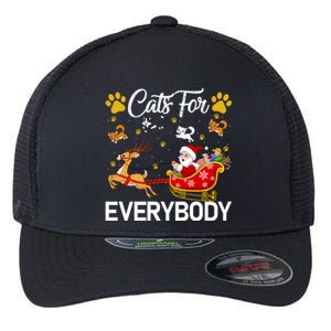 Santa Sleigh Reindeer Xmas Cats For Everybody Christmas Cute Gift Flexfit Unipanel Trucker Cap