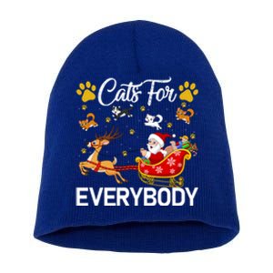 Santa Sleigh Reindeer Xmas Cats For Everybody Christmas Cute Gift Short Acrylic Beanie