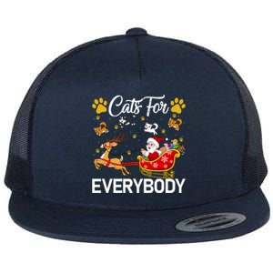 Santa Sleigh Reindeer Xmas Cats For Everybody Christmas Cute Gift Flat Bill Trucker Hat