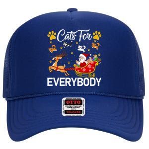 Santa Sleigh Reindeer Xmas Cats For Everybody Christmas Cute Gift High Crown Mesh Back Trucker Hat