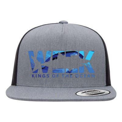 Shark Summer Retro Vintage Kings Of The Ocean Week 2024 Flat Bill Trucker Hat