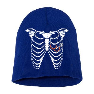 Stethoscope Skeleton Ribs Funny Nurse Cool Gift Short Acrylic Beanie