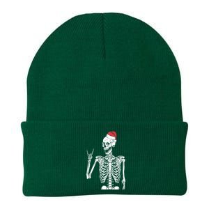 Santa Skeleton Rock Hand Christmas XMas Rocker Musician Gift Knit Cap Winter Beanie