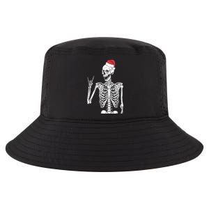 Santa Skeleton Rock Hand Christmas XMas Rocker Musician Gift Cool Comfort Performance Bucket Hat