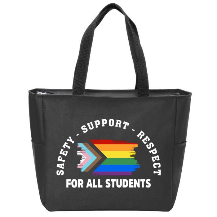 Safety Support Respect All Student LGBTQ Pride Support LGBT Human Rights Zip Tote Bag