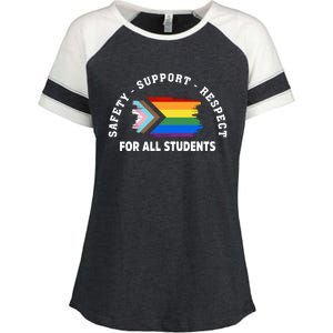 Safety Support Respect All Student LGBTQ Pride Support LGBT Human Rights Enza Ladies Jersey Colorblock Tee