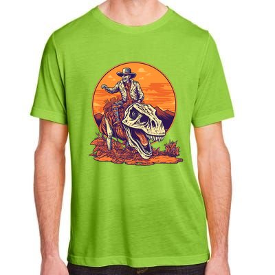 Scary Skeleton Riding Mummy T Rex Dinosaur Halloween Cool Gift Adult ChromaSoft Performance T-Shirt