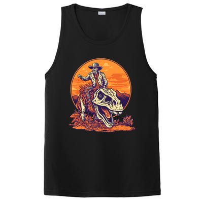 Scary Skeleton Riding Mummy T Rex Dinosaur Halloween Cool Gift PosiCharge Competitor Tank