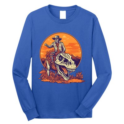 Scary Skeleton Riding Mummy T Rex Dinosaur Halloween Cool Gift Long Sleeve Shirt