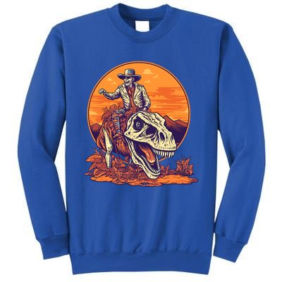 Scary Skeleton Riding Mummy T Rex Dinosaur Halloween Cool Gift Sweatshirt