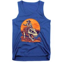 Scary Skeleton Riding Mummy T Rex Dinosaur Halloween Cool Gift Tank Top