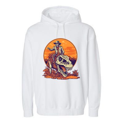 Scary Skeleton Riding Mummy T Rex Dinosaur Halloween Cool Gift Garment-Dyed Fleece Hoodie