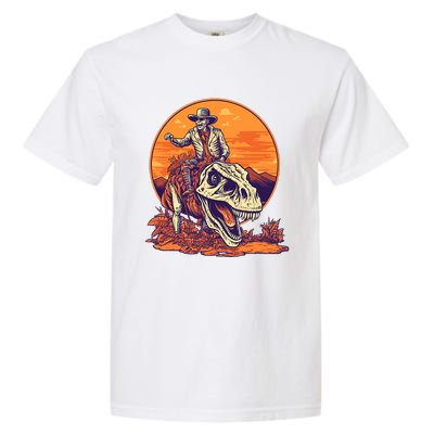 Scary Skeleton Riding Mummy T Rex Dinosaur Halloween Cool Gift Garment-Dyed Heavyweight T-Shirt