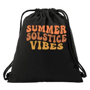 Summer Solstice Retro Wavy Vibe Drawstring Bag