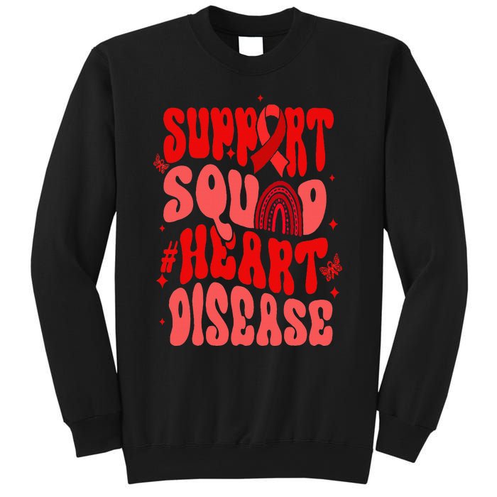 Support Squad Red Ribbon Groovy Heart Disease Awareness Sweatshirt