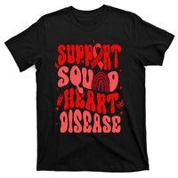 Support Squad Red Ribbon Groovy Heart Disease Awareness T-Shirt