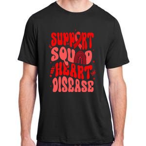 Support Squad Red Ribbon Groovy Heart Disease Awareness Adult ChromaSoft Performance T-Shirt