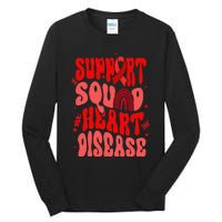 Support Squad Red Ribbon Groovy Heart Disease Awareness Tall Long Sleeve T-Shirt