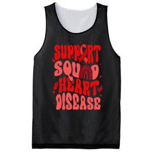 Support Squad Red Ribbon Groovy Heart Disease Awareness Mesh Reversible Basketball Jersey Tank