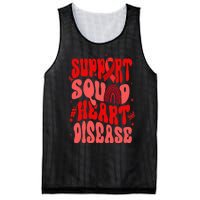 Support Squad Red Ribbon Groovy Heart Disease Awareness Mesh Reversible Basketball Jersey Tank