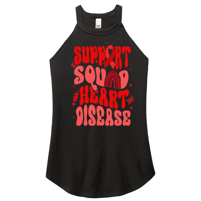 Support Squad Red Ribbon Groovy Heart Disease Awareness Women’s Perfect Tri Rocker Tank