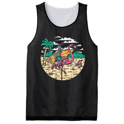 Skeleton Surfer Riding Flamingo Halloween Costume Surfing Mesh Reversible Basketball Jersey Tank